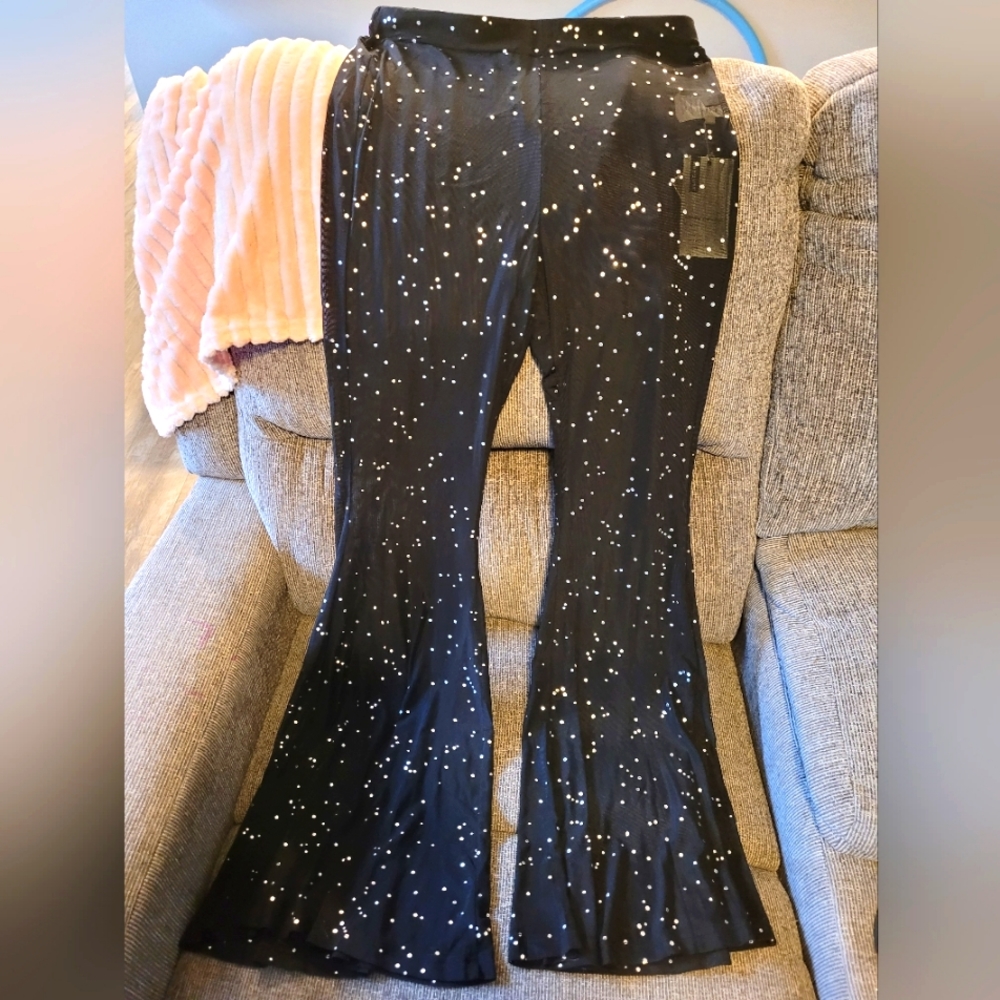 Sheer black sparkly pant